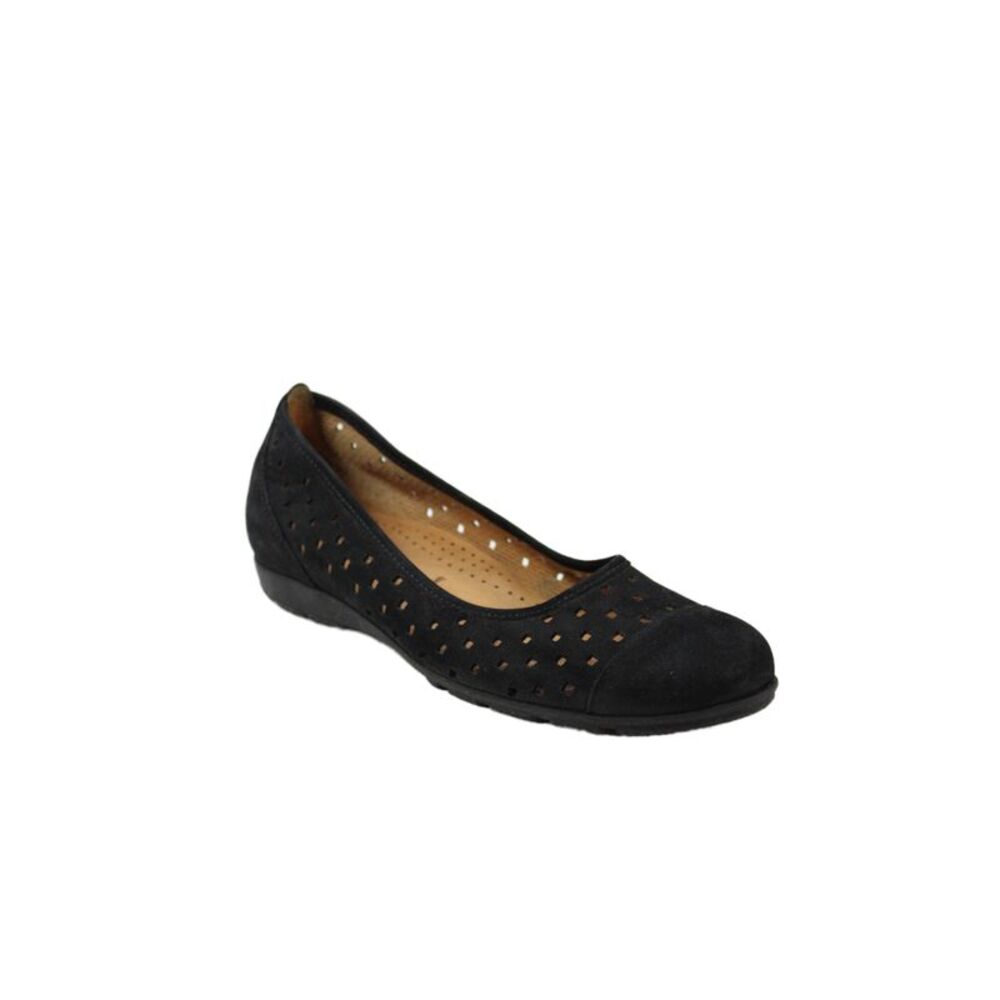 Gabor Womens Slip On Laser Cut Cap Toe Suede Ballet Flats Black Size UK 3.5